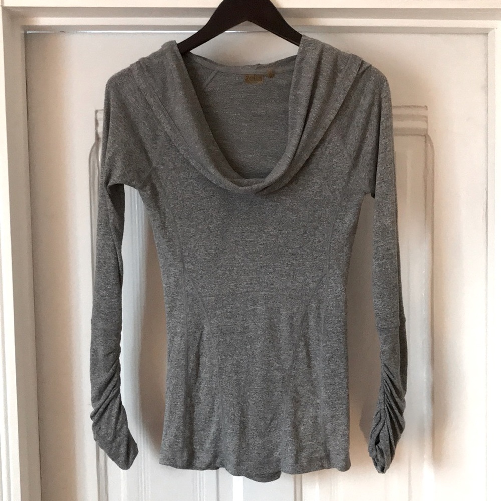 ZELLA hooded, draped-neck top